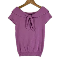 美品 Apuweiser-riche アプワイザーリッシェ 無地 春夏 SS 半袖ニット レーヨン パープル レディース 2 オフショルニット【古着】【中古】【送料無料】