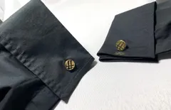 希少 近年モデル Burberry バーバリー チェックライン 艶消し&鏡面ゴールドメタリック オーバルカフス カフリンクス ボタン メンズ