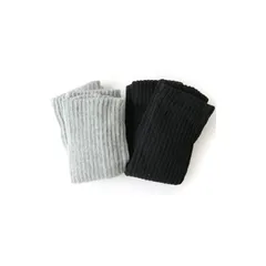 【新品】 [box408] レディース レッグウォーマー 内側シルク 綿混 2足セット 温活 36cm シンプル (3.グレー×ブラック（ローゲージ）) 0