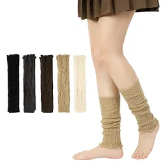 【新品】 [Yazon] レッグウォーマー レディース 冬 あったか靴下 ウール綿 足首ウォーマー ルーズソックス 冬用 防寒対策 ニットブーツカバー 重ね履き ウォーマーソックス 5足セット 1