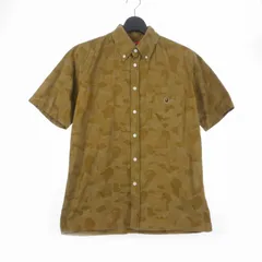 アベイシングエイプ A BATHING APE カモフラ 迷彩 シャツ 半袖 ワンポイント ロゴ M オリーブ