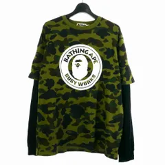 アベイシングエイプ A BATHING APE 迷彩柄 カモフラ レイヤード Tシャツ カットソー 長袖 2XL マルチカラー
