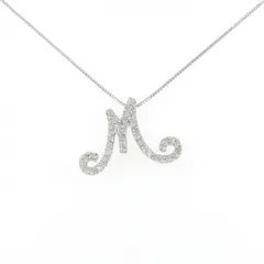 K18WG イニシャルM ダイヤモンド ネックレス 0.26CT