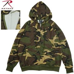 古着 ROTHCO ジップパーカー 迷彩柄 裏サーマル ウッドランド 