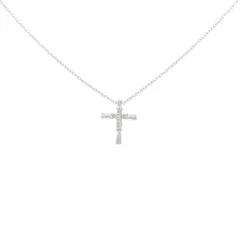 K18WG クロス ダイヤモンド ネックレス 0.05CT
