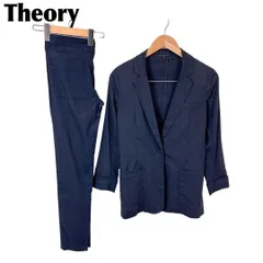 theory 麻混 パンツセットアップ スーツ カジュアル 0 ダークネイビー