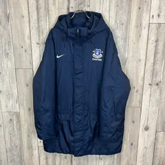 NIKE ナイキ サッカー プレミアリーグ Everton エヴァートン ネイビー フーディー ダブルジップ 中綿 ダウンジャケット ダウンコート ベンチコート メンズ XL サイズ