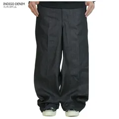 BEN DAVIS ベンデイビス USA企画 ゴリラカット デニムパンツ GORILLA CUT DENIM PANTSインディゴデニム ネイビー 紺 黒極太 太め バギー ストレート男女兼用 ジーンズ ロゴ タグのサムネイル