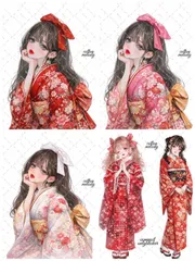 【新作同時】Another melody / kimono Edition / compact set / 25種類各3枚 / cotton melody / 人物ステッカー