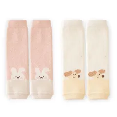 【新品】 [trekko] ベビー レッグウォーマー 2足セット 赤ちゃん 子供 0?4歳 冬用 (ピンク・オフホワイト, ワンサイズ) 0