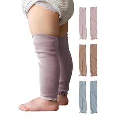 【新品】 [SOWAN] [ソワン] 3足組 レッグウォーマー ベビー 薄手 オーガニックコットン リブ編み 赤ちゃん 夏 冷え対策 女の子 男の子 日本製 (ベビーピンク・オートミール・ベビーブルー) 1