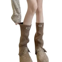 【新品】 [Roiyezo] レッグウォーマーニット 足首ウォーマー 防寒 靴下 レッグウォーマー ズリ落ちにくい 厚手 レッグカバー 高弾性 ルーズソックス 0