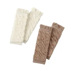 【新品】 [Kufuu] クフウ 日本製 オーガニック レッグウォーマー 2足セット 新生児～1歳用 (アイボリー＆カーキブラウン) 1