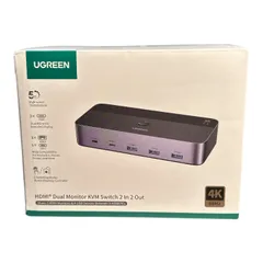 k00135 【美品】 UGREEN HDMI KVMスイッチ 2入力2出力 デュアルモニター対応 4K 60Hz USB切替器
