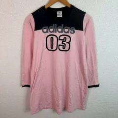 adidas アディダス 七分袖カットソー ロゴプリント ピンク Lサイズ レディース 古着 スポーツMIX ストリート　Y2K