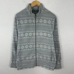 New Balance ニューバランス フリース ジャケット 総柄 グレー Lサイズ メンズ 古着 スポーツMIX アウトドア