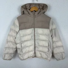 UNIQLO ユニクロ ダウンジャケット 無地 ベージュ 150サイズ 子供ダウン　キッズダウン　古着 シンプル アウトドア