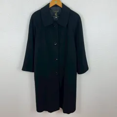 カシミヤ100% ステンカラーコート 無地 ブラック 13サイズ レディース 古着 クラシック モード