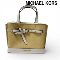 MICHAEL KORS マイケルコース EMILIA サッチェル 2WAY ハンドバッグ ショルダーバッグ  ストロー × リザード型押しレザー