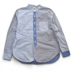 FOB FACTORY エフオービーファクトリー CRAZY STRIPE BAND COLLAR SHIRT クレイジーストライプバンドカラーシャツ サイズ2 メンズ