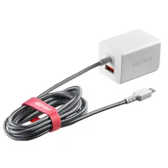 バッファロー BSMPA2401BC2WH AC-USB 2.4A microUSB 1.8m/自動判別USBx1 ホワイト BSMPA2401BC2WHのサムネイル