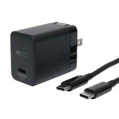 ミヨシ IPA-CS03/BK ブラック USB PD対応 GaN USB-ACアダプタ 65W Type-Cケーブル付 IPACS03BKのサムネイル