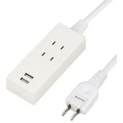 ヤザワ 2AC2USB2.1A2.5mホワイト 2個口 上挿し 2.5m Y024025WH2U ホワイトのサムネイル