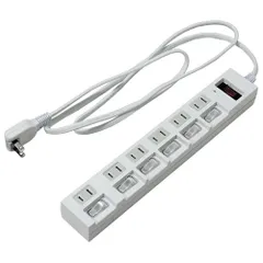 ヤザワ Y02BKS672WH ホワイト 個別集中スイッチ付節電タップ6個口 2mのサムネイル