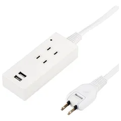 ヤザワ Y02K4025WH2U ホワイト 雷ガード付2AC2USB2.1A 2個口 上挿し 2.5m Y02K4025WH2Uのサムネイル
