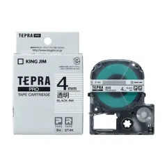 キングジム テプラPRO 透明ラベル 透明 黒文字 4mm ST4K ST4Kのサムネイル
