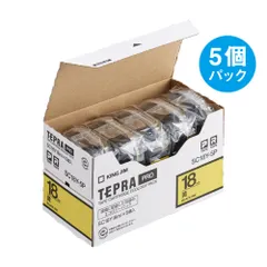 キングジム テプラPRO 5個入 カラーラベル パステル 黄 黒文字 18mm SC18Y-5P SC18Y5Pのサムネイル