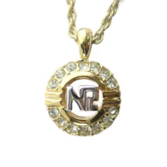 ニナリッチ NINA RICCI ネックレス アクセサリー ペンダント ロゴ ラインストーン ラウンド ゴールド色 ■GY11 /MQ