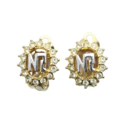 ニナリッチ NINA RICCI イヤリング アクセサリー クリップ式 ロゴ ラインストーン ゴールド色 ■GY18 /MQ