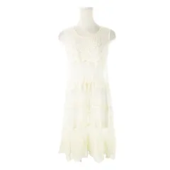 レストローズ L'EST ROSE レースワンピース チュール ミニ ノースリーブ カットワーク 刺繍 フラワーモチーフ 2 M ベージュ /CK10