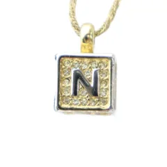 ニナリッチ NINA RICCI ネックレス アクセサリー ペンダント ロゴ ラインストーン キュープ ゴールド色 ■GY18 /MQ