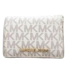 マイケルコース MICHAEL KORS ミニ財布 三つ折り ベージュ MKシグネチャー 総柄 ロゴ /UO