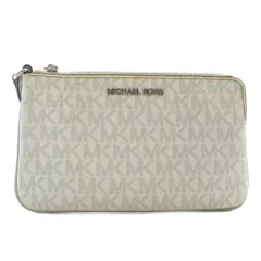 マイケルコース MICHAEL KORS JET SET TRAVEL LG TZ WRSTLT ポーチ リストレット PVC レザー MKシグネチャー柄 総柄 ロゴ 白 ホワイト グレー 35F8STVW3B /XZ ■GY18