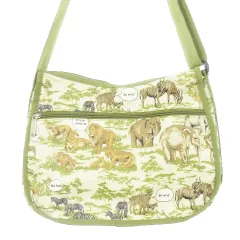 レスポートサック LesportSAC ショルダーバッグ ナイロン ロゴ サファリ アニマル 動物 総柄 緑 グリーン ベージュ /AH1 ■GY18