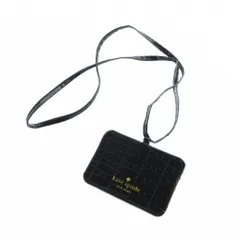 ケイトスペード KATE SPADE カードケース ストラップ ロゴ エナメル 黒 ブラック ■GY18 /MQ