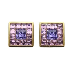 スワロフスキー SWAROVSKI イヤリング アクセサリー クリップ式 両耳用 ロゴ クリスタル スクエア ゴールド色 紫 ■GY18 /MQ