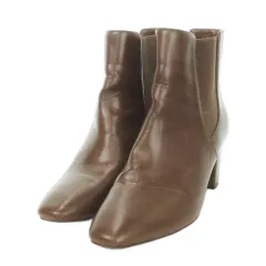 グリーンレーベルリラクシング ユナイテッドアローズ green label relaxing ショートブーツ サイドゴア ミドルヒール スクエアトゥ レザー S 22cm 茶 ブラウン /MN15 ■GY18