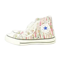 コンバース CONVERSE ALL STAR スニーカー ハイカット レースアップ キャンバス ロゴ リボン柄 総柄 ラメ 22cm 白 ホワイト /AO5 ■GY18