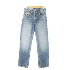 ザラ ZARA デニムパンツ ジーンズ ストレート ハイウエスト ウォッシュ加工 ダメージ加工 小さいサイズ 34 XS 青 ブルー /AO17 ■GY99