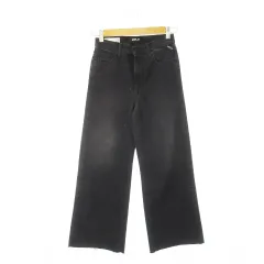 リプレイ REPLAY デニムパンツ ジーンズ ストレート ワイド 裾カットオフ ストレッチ 24 黒 ブラック /CK28 ■GY99