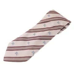 バーバリー BURBERRY ネクタイ 絹 シルク ワイドタイ ストライプ ロゴ 総柄 紫 パープル ボルドー /XZ ■GY18