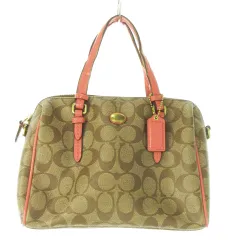 コーチ COACH ハンドバッグ ミニボストン PVC レザー ロゴ シグネチャー 総柄 茶 ブラウン /AO7 ■GY11