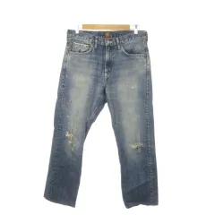 エドウィン EDWIN 505ZX ジーンズ デニムパンツ ストレート 32 青 ブルー インディゴ ジップフライ ウォッシュ加工 ダメージ加工 赤耳 /MN29 ■GY99