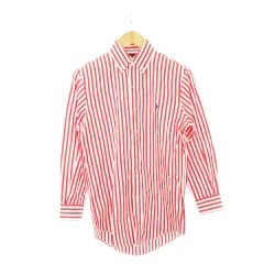 ラルフローレン RALPH LAUREN ボタンダウンシャツ 長袖 ロゴ刺繍 コットン ストライプ XS 赤 レッド /AH20 ■GY44