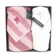 バーバリー BURBERRY ハンカチ タオルハンカチ 2枚セット ロゴ チェック ピンク 白 ホワイト /AH12 ■GY11