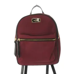 ケイトスペード KATE SPADE リュックサック デイパック ナイロン レザー 革 ロゴプレート 赤 レッド ボルドー /CK2 ■GY18
